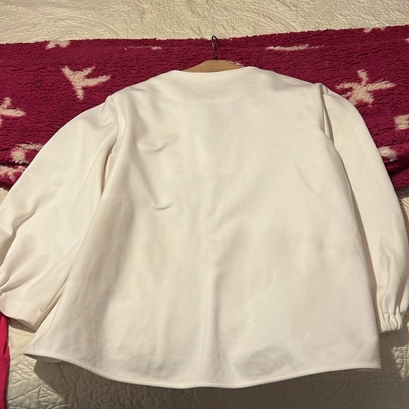 Tibi White sweatshirt blouse with draped neckline size small - Picture 5 of 5